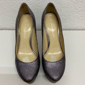 Silver glitter pumps